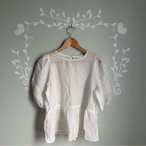 White H&M Puff Sleeve Blouse in size US M